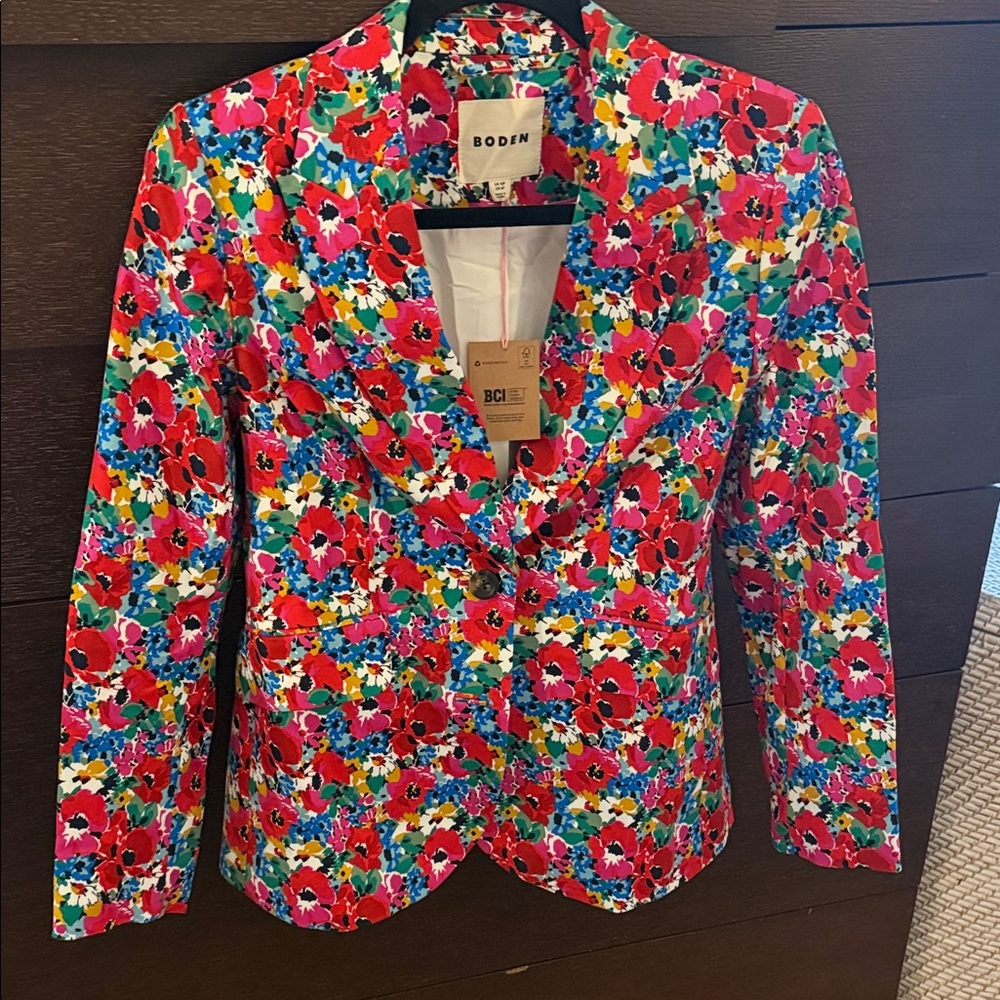 Boden Women's Vibrant Floral Blazer - Red, Blue, Yellow
